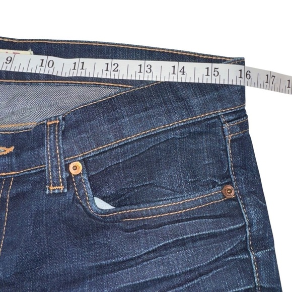 J BRAND Women's Sz 32X32 Dk Blue Denim Jeans Straight Leg Low Rise Whiskering - Picture 9 of 14